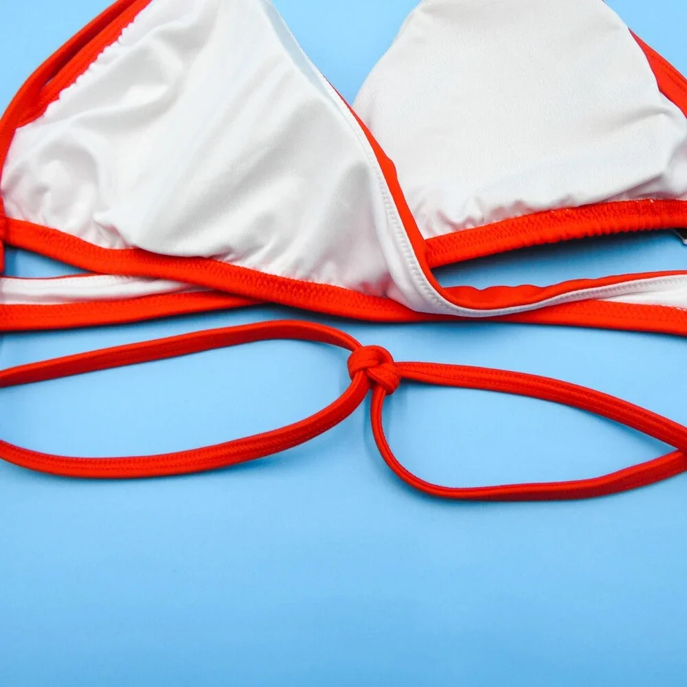 Victorias Secret Medium Red Triangle Wrap Style‎ Padded Bikini Top Swimwear New